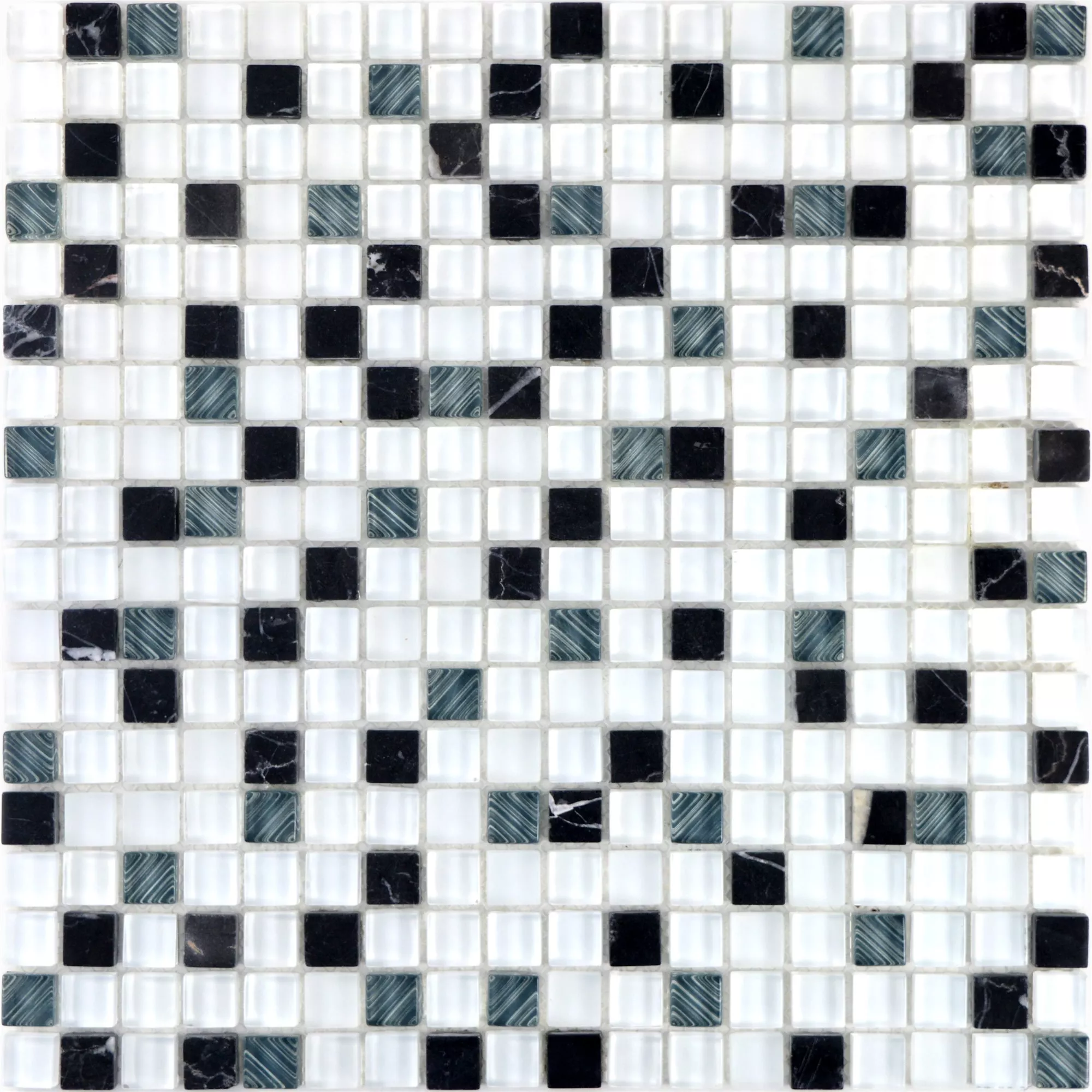 Padrão de Mosaico De Vidro Ladrilhos De Pedra Natural Nexus Super Branco Preto