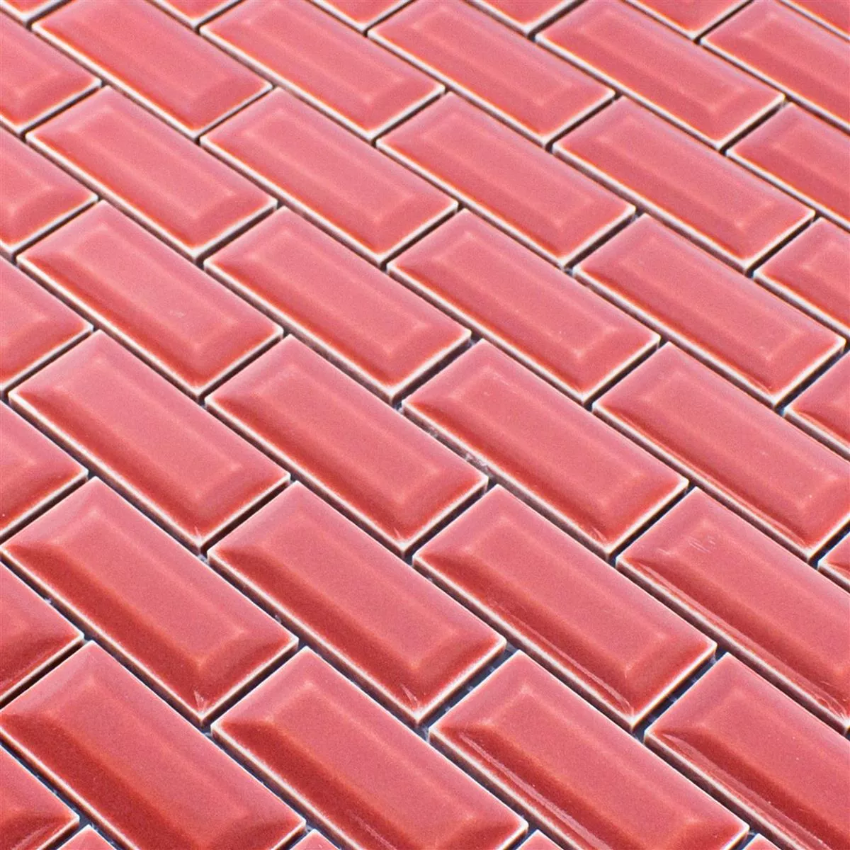 Mosaico Cerâmico Azulejos Organica Metro Vermelho