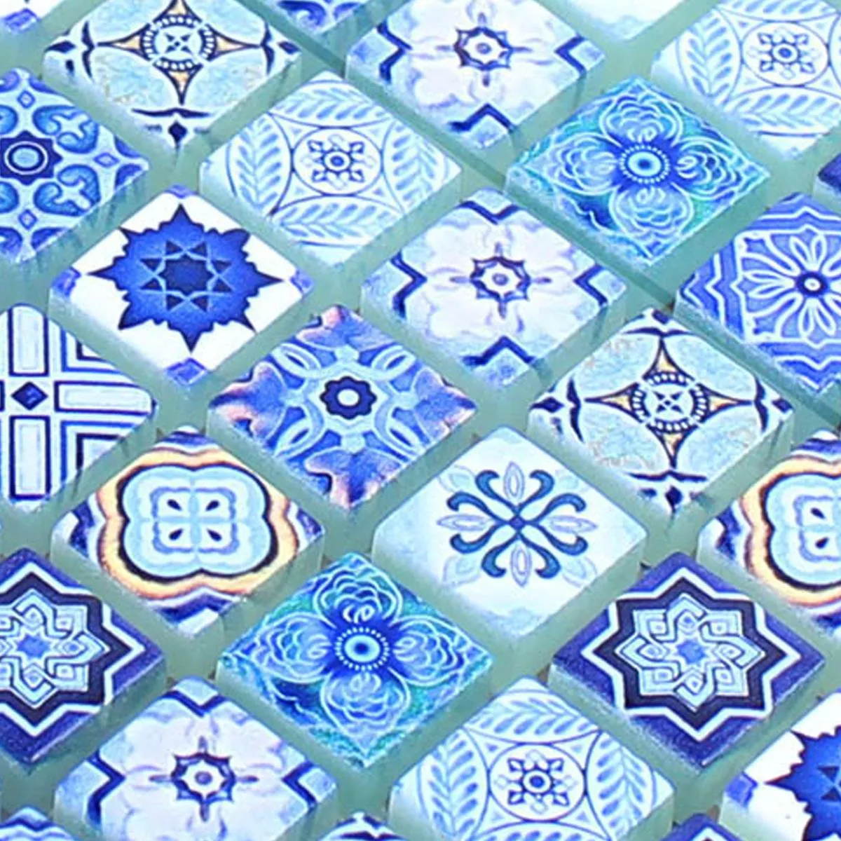 Padrão de Mosaico De Vidro Azulejos Marrakech Azul