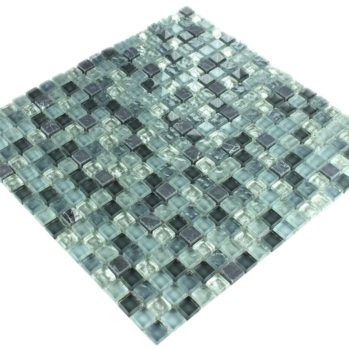 Padrão de Azulejo Mosaico Mármore Vidro Cinza Mix 