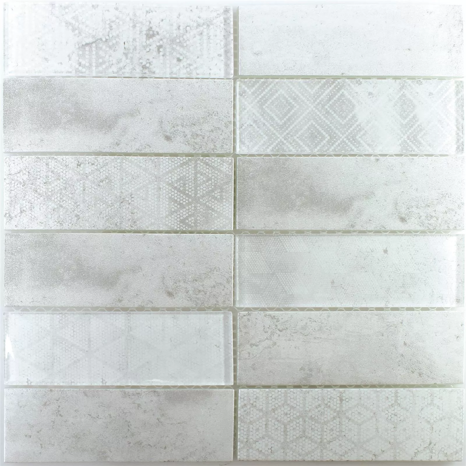 Padrão de Mosaico De Vidro Azulejos Patras Cinza Branco