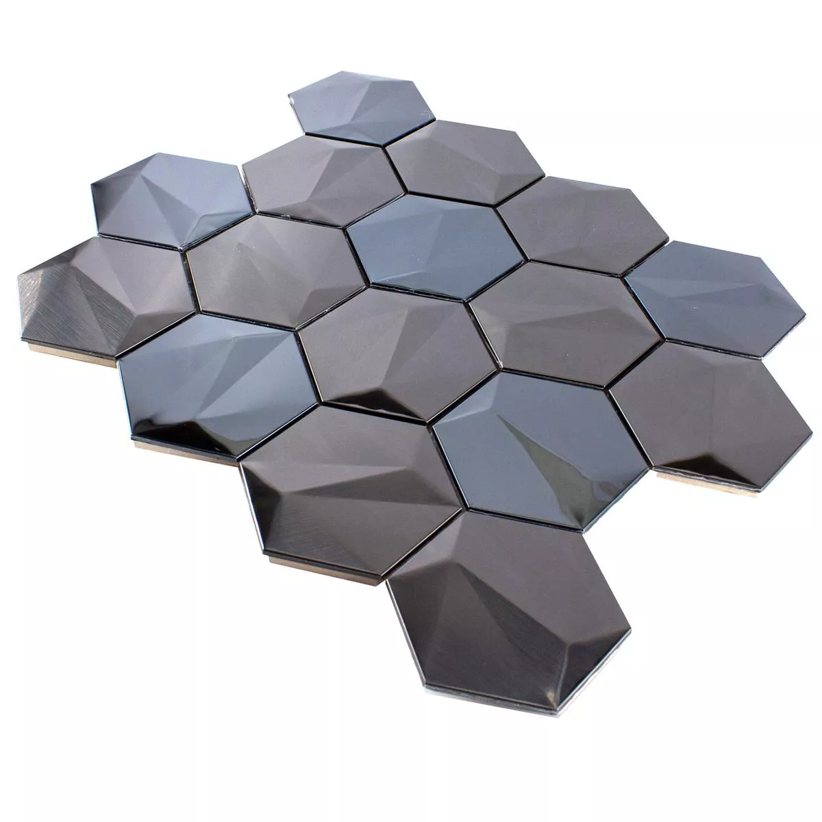 Aço Inoxidável Azulejo Mosaico Durango Hexágono 3D Marrom