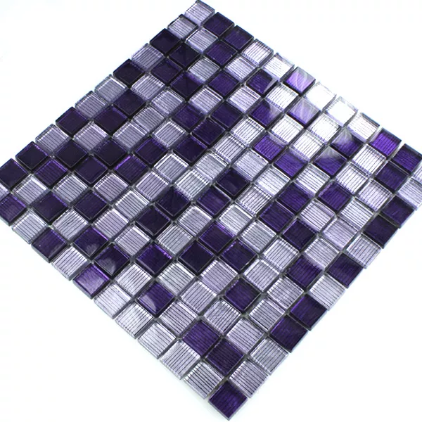 Padrão de Azulejo Mosaico Vidro String Roxa Mix Listrado