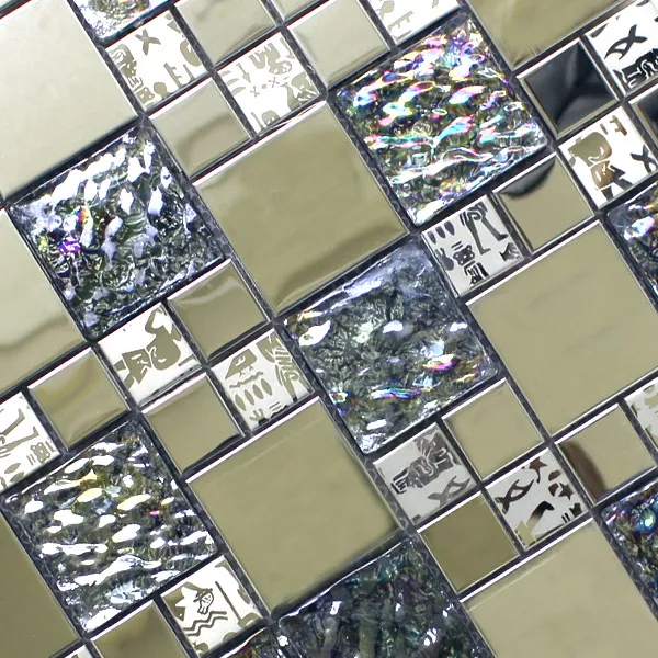 Padrão de Azulejo Mosaico Vidro Aço Inoxidável Metal Agypt Prata