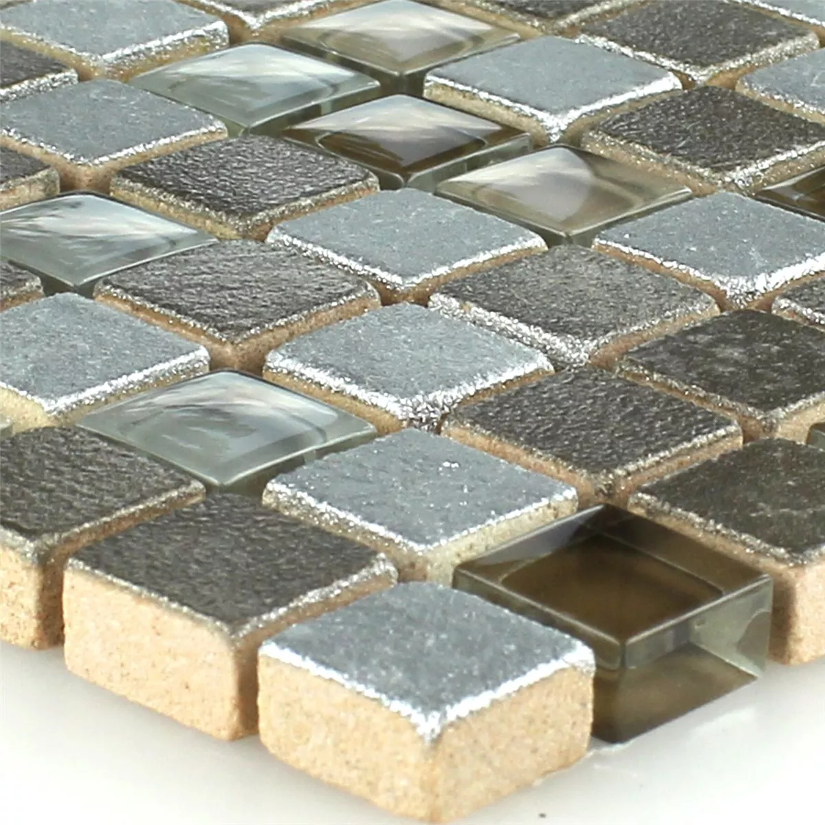 Padrão de Azulejo Mosaico Vidro Pedra Natural Coffee Mix