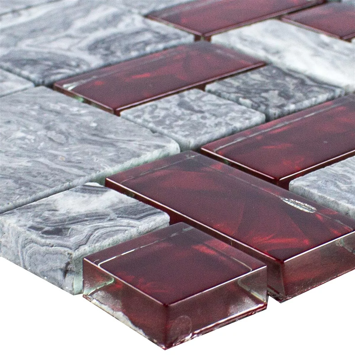 Mosaico de Pedra Natural de Vidro Azulejos Cinza Sinop Vermelho 2 Mix
