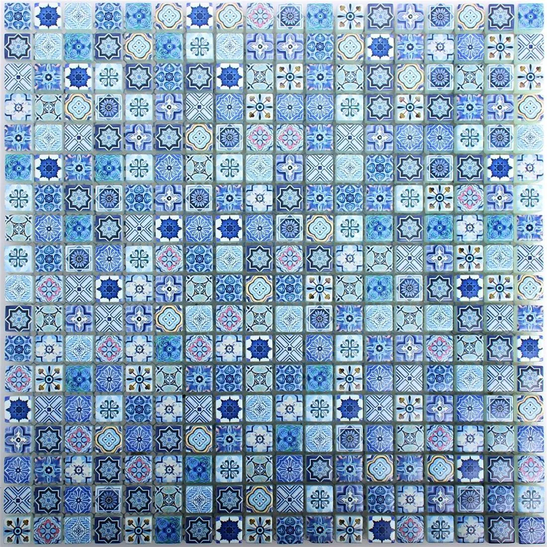 Padrão de Mosaico De Vidro Azulejos Marrakech Azul