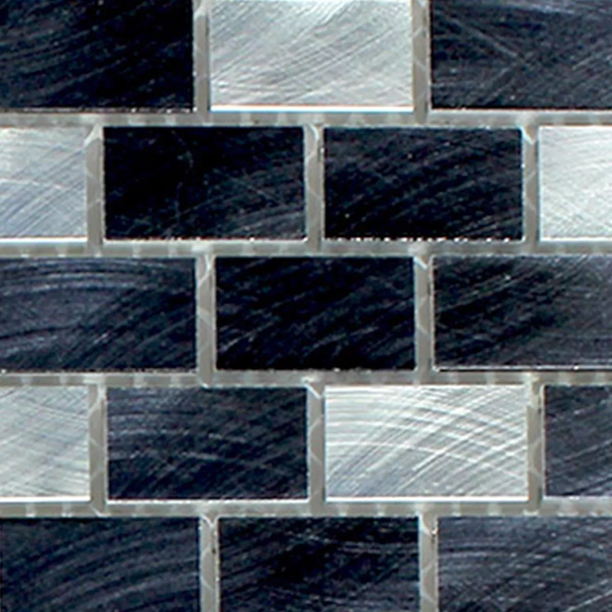 Padrão de Azulejo Mosaico Alumínio Prata Preto 