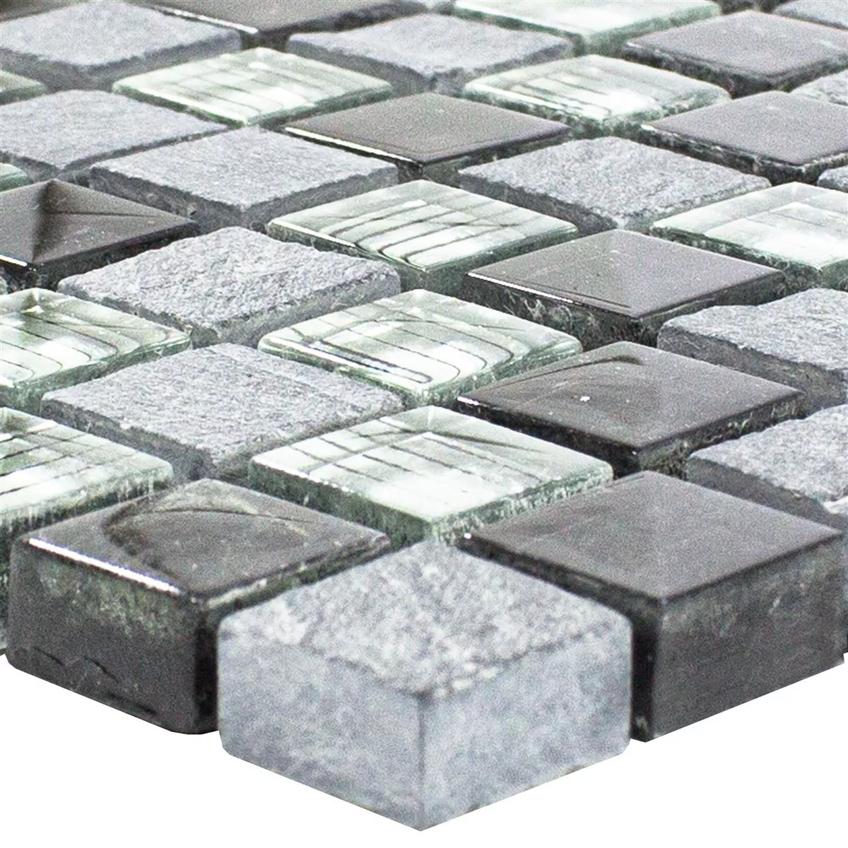 Azulejo Mosaico Vidro Pedra Natural Lincoln Cinza Prata Azulejo Mosaico Vidro Pedra Natural Lincoln Cinza Prata