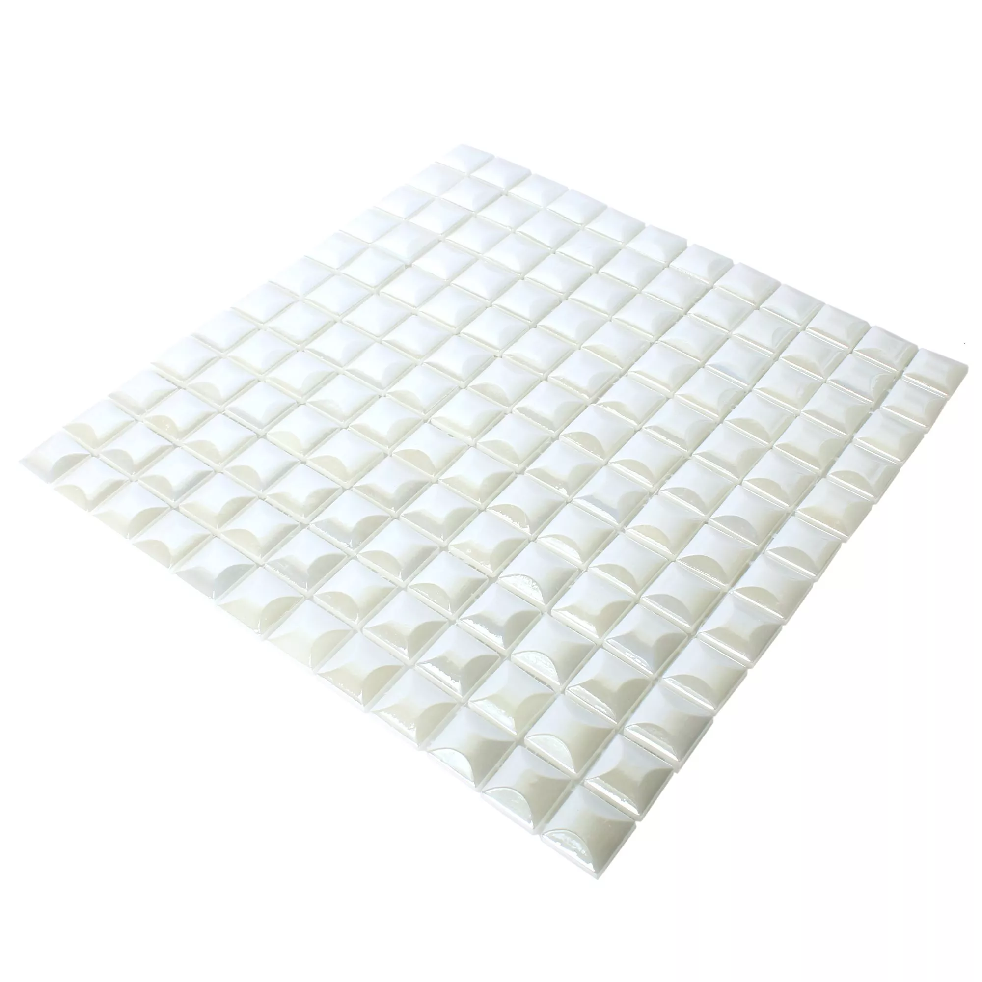 Mosaico De Vidro Azulejos Monrovia Branco 3D Metallic