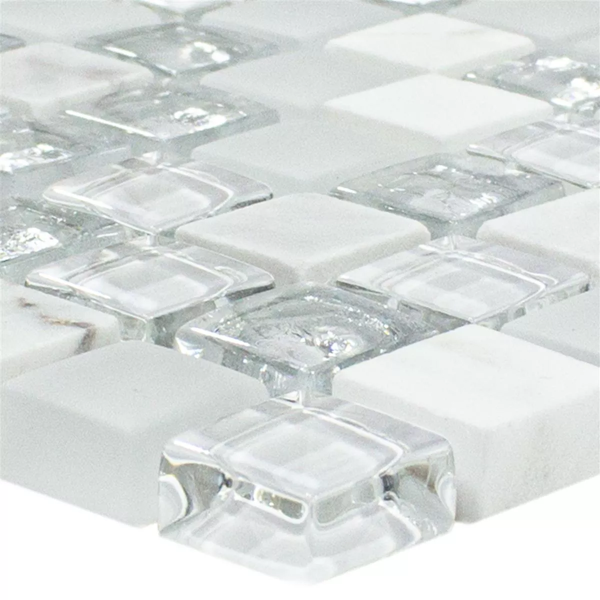 Padrão de Mosaico De Vidro Azulejos Lexington Vidro Mistura de Materiais Branco