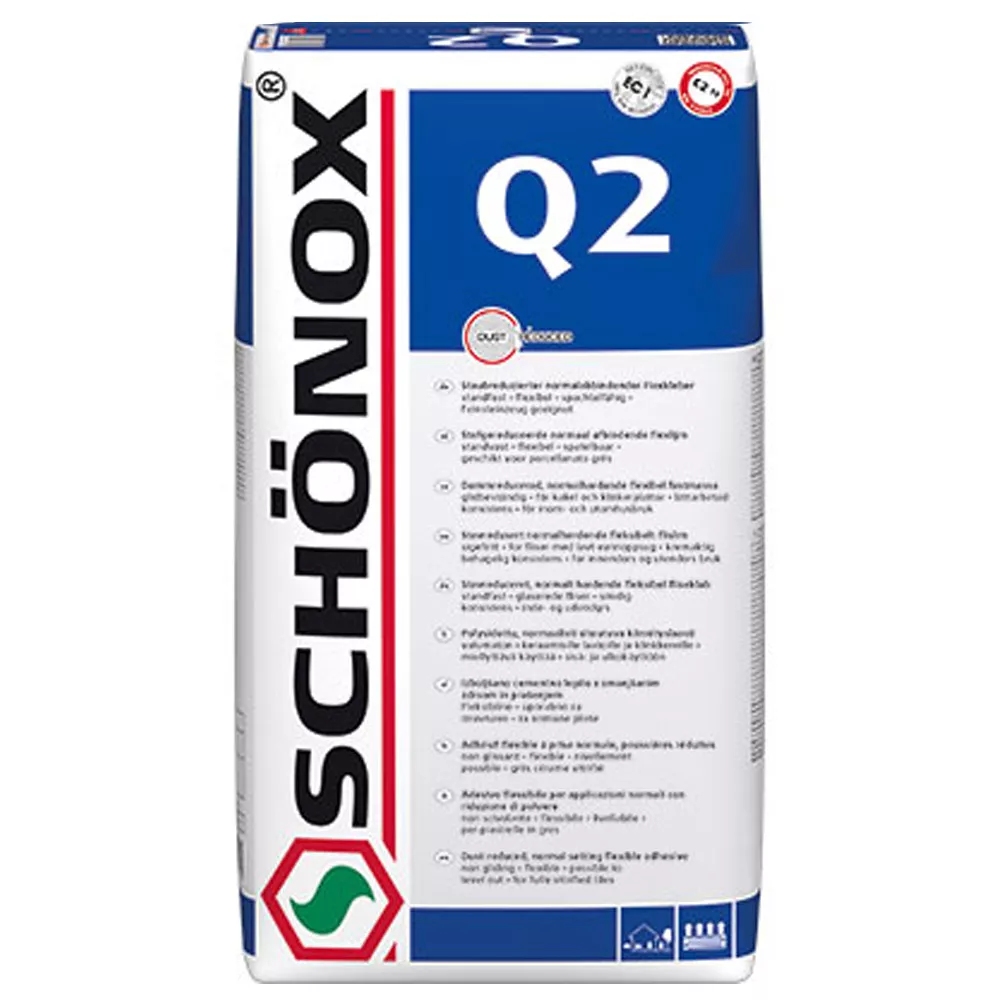 Schönox Q2 adesivo flexível grés fino, ladrilhos cerâmicos C2TE (25 kg)