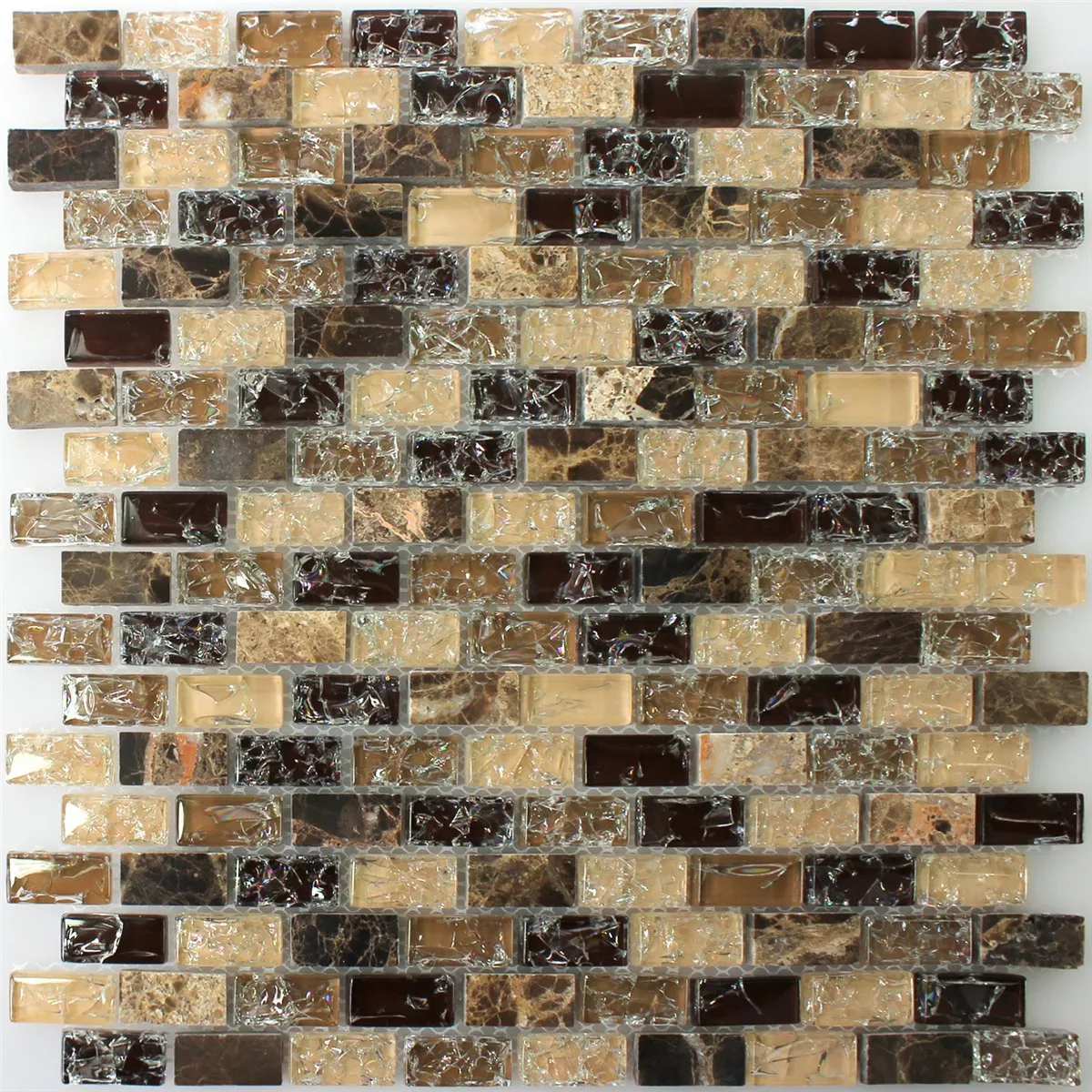 Padrão de Azulejo Mosaico Vidro Pedra Natural Bricks Dark Emperador