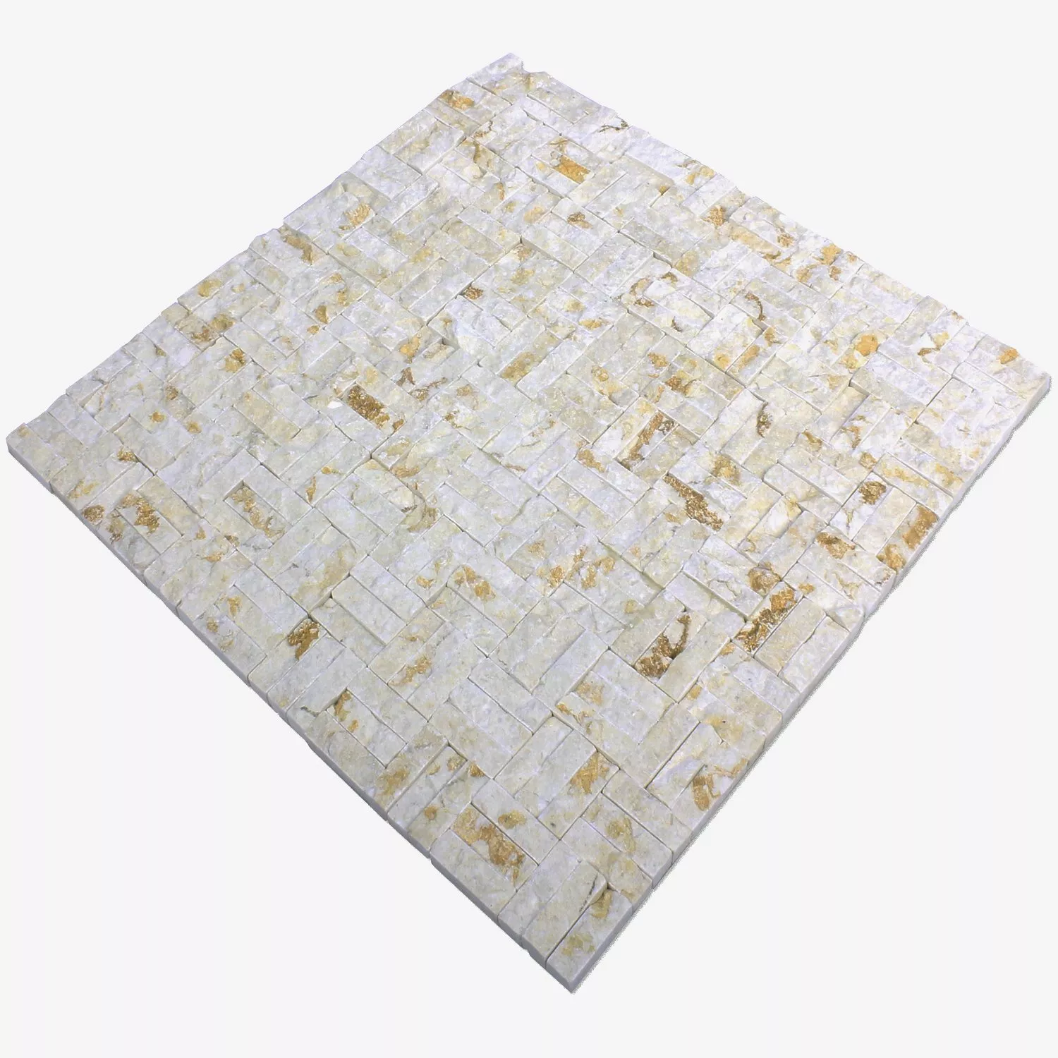 Padrão de Azulejo Mosaico Pedra Natural Parkett Splitface 3D Bege