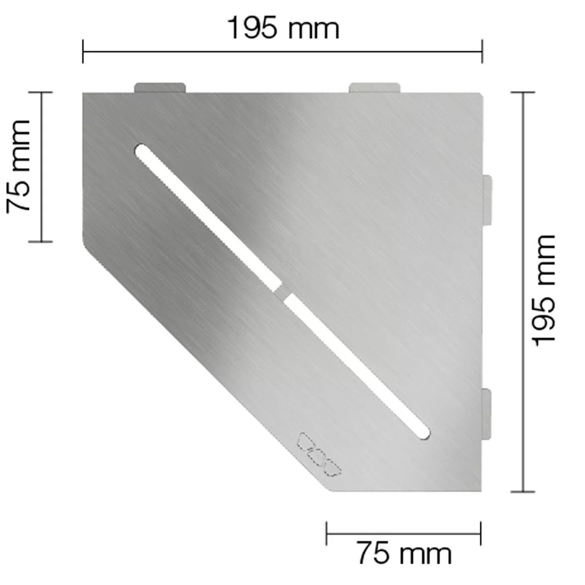 Prateleira de parede para chuveiro Schlüter 5 cantos 19,5x19,5cm prata pura