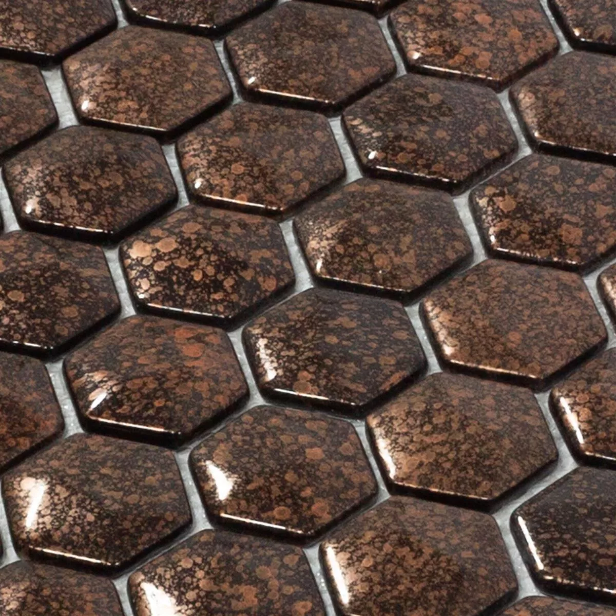 Padrão de Mosaico De Vidro Azulejos Leopard Hexágono 3D Bronze