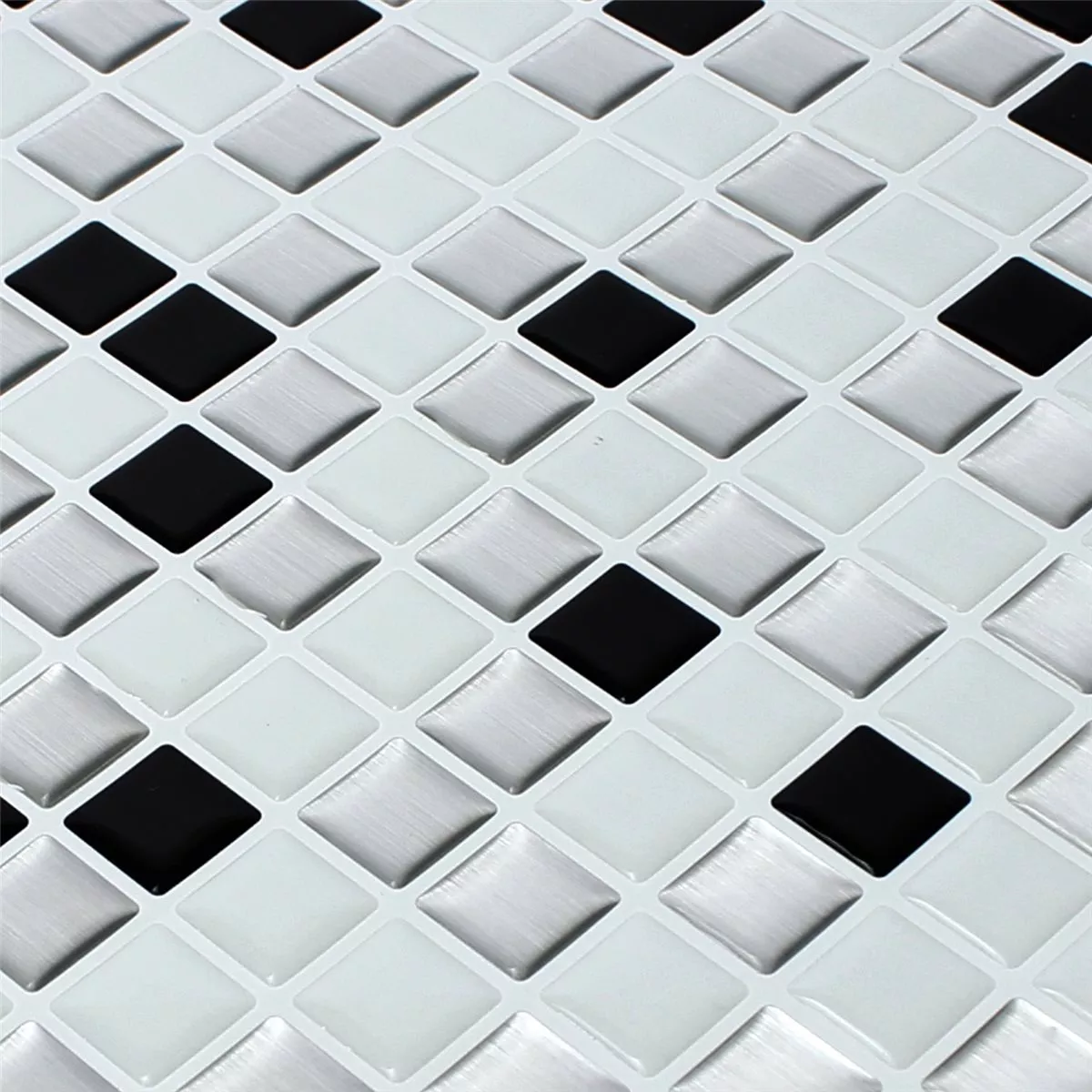 Azulejo Mosaico Vinil Preto Branco Mix 4 Pacotes