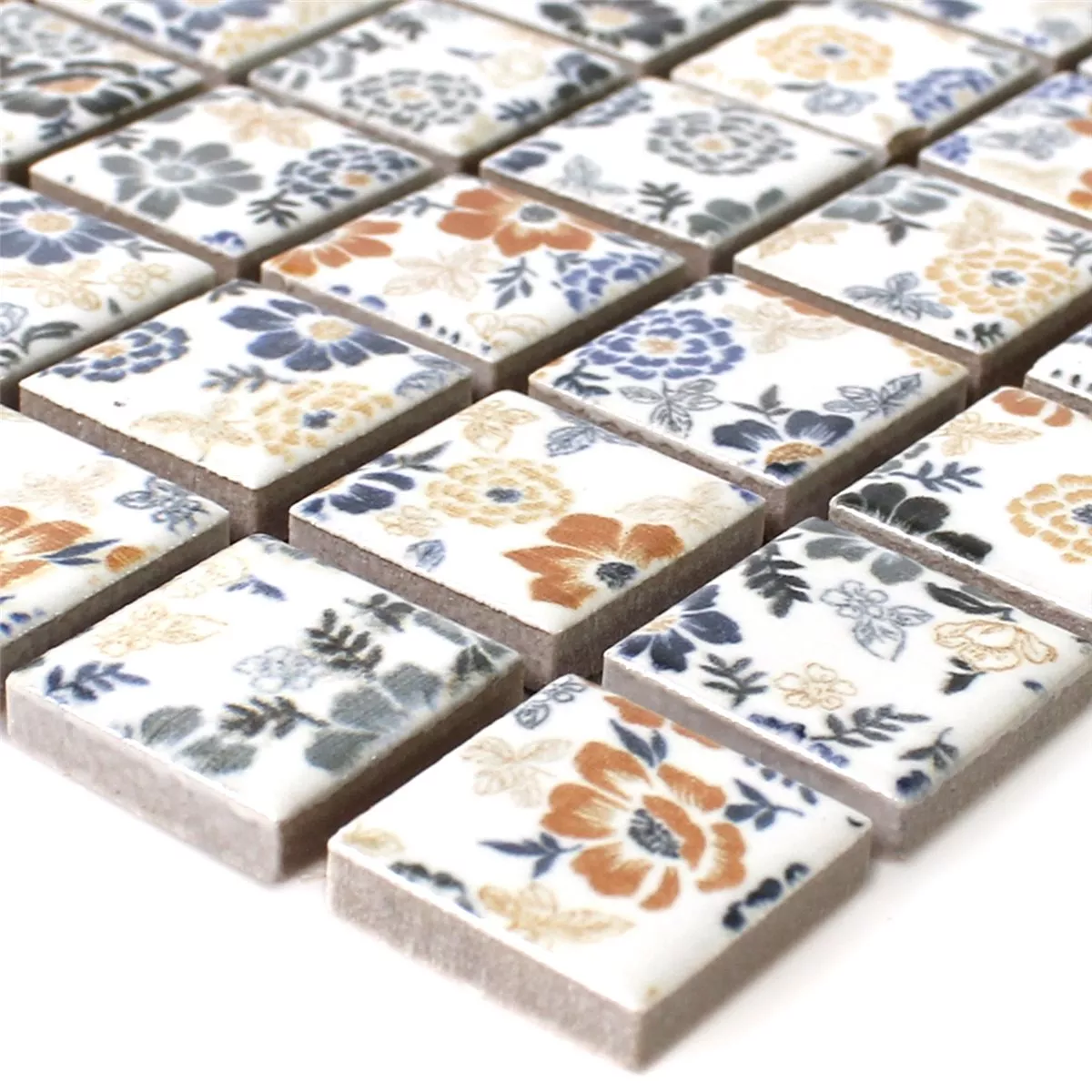 Padrão de Azulejo Mosaico Cerâmica Branco Flower