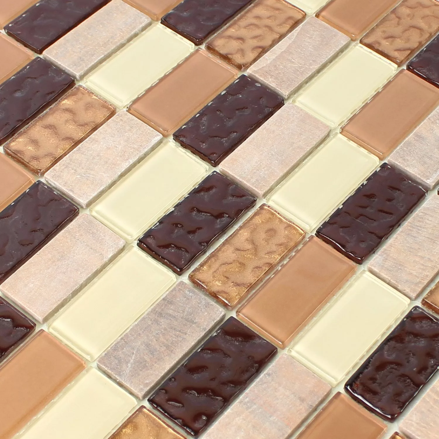 Autoadesivo Azulejo Mosaico Pedra Natural Vidro Bege Marrom Brick