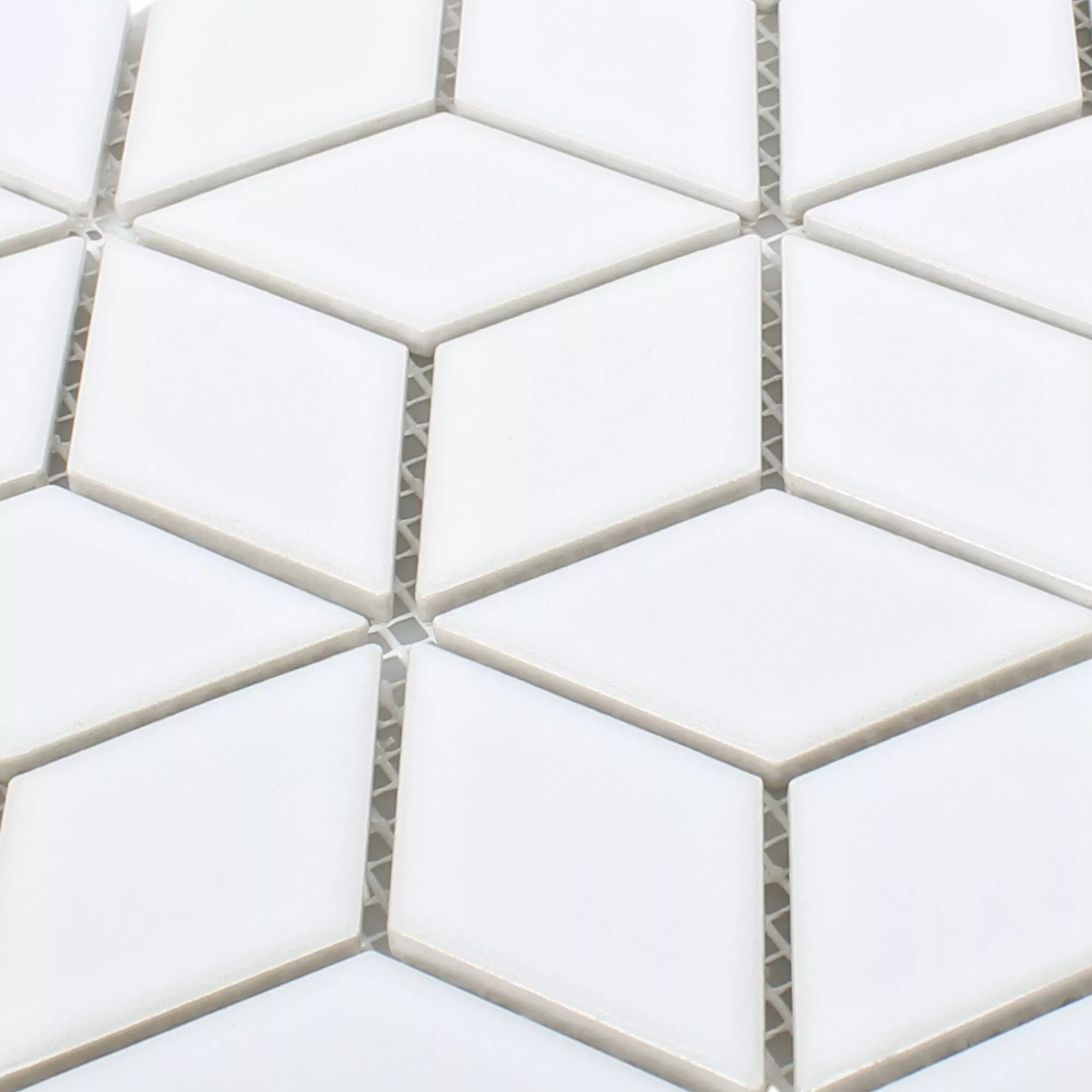 Padrão de Cerâmica Azulejo Mosaico Cavalier 3D Dados Branco Brilhante