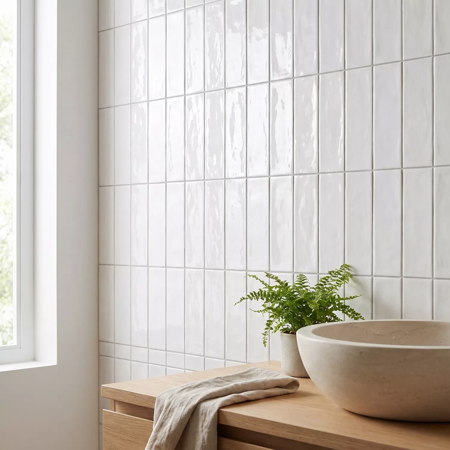 Calissi Branco Brilhante Rústico 7,5x15 cm Blanco