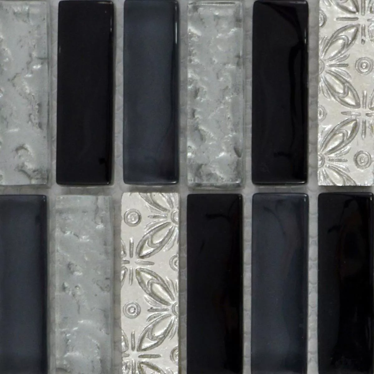 Padrão de Mosaico De Vidro Ladrilhos De Pedra Natural Conchita Preto Prata