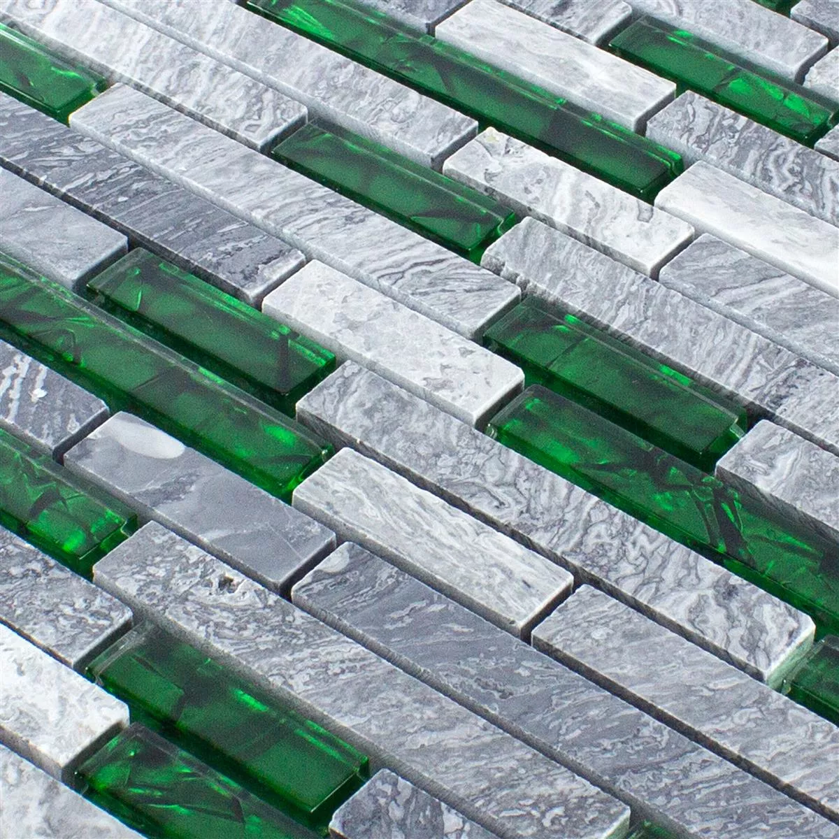 Padrão de Mosaico de Pedra Natural de Vidro Azulejos Sinop Cinza Verde Brick