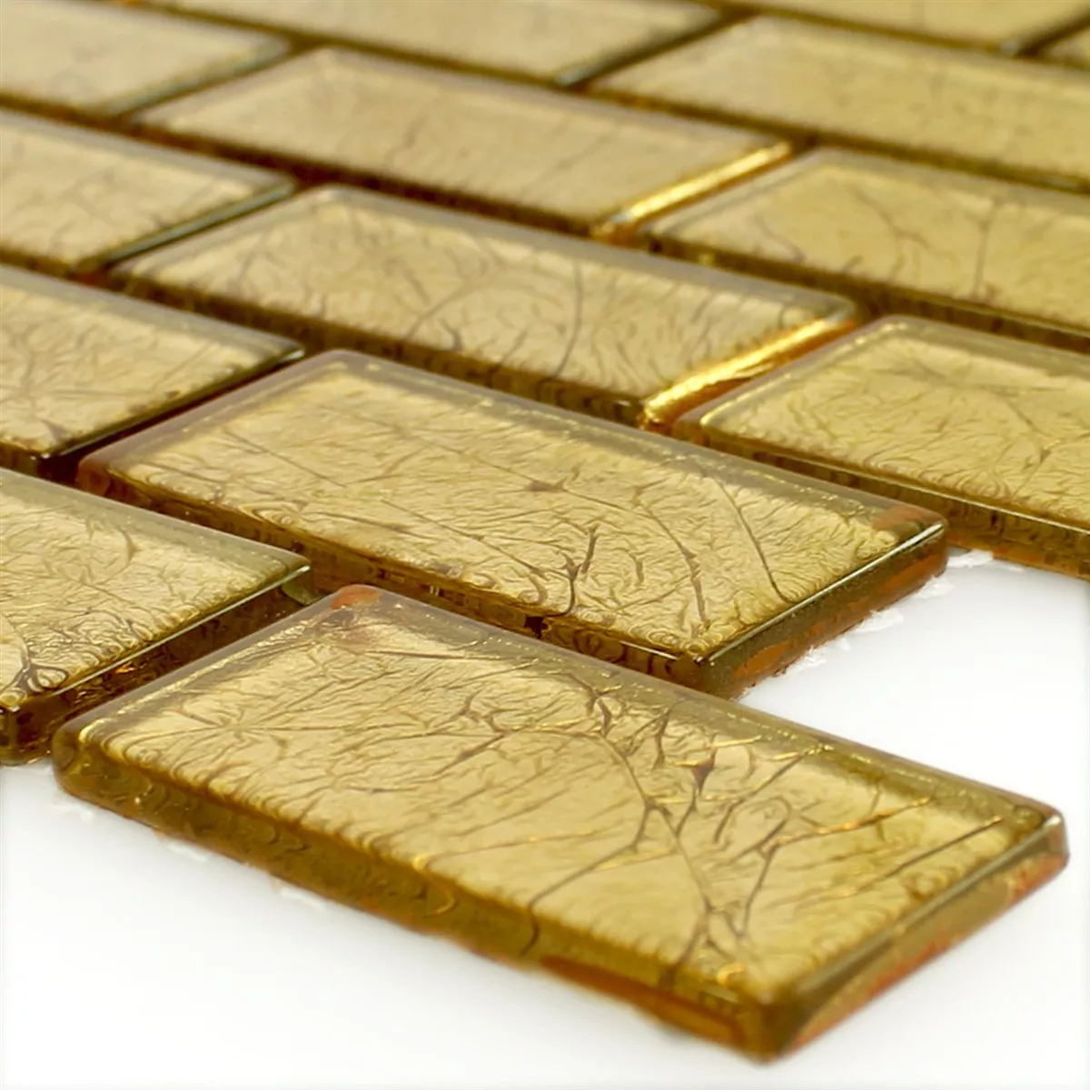 Mosaico De Vidro Azulejos Sophia Ouro Brick