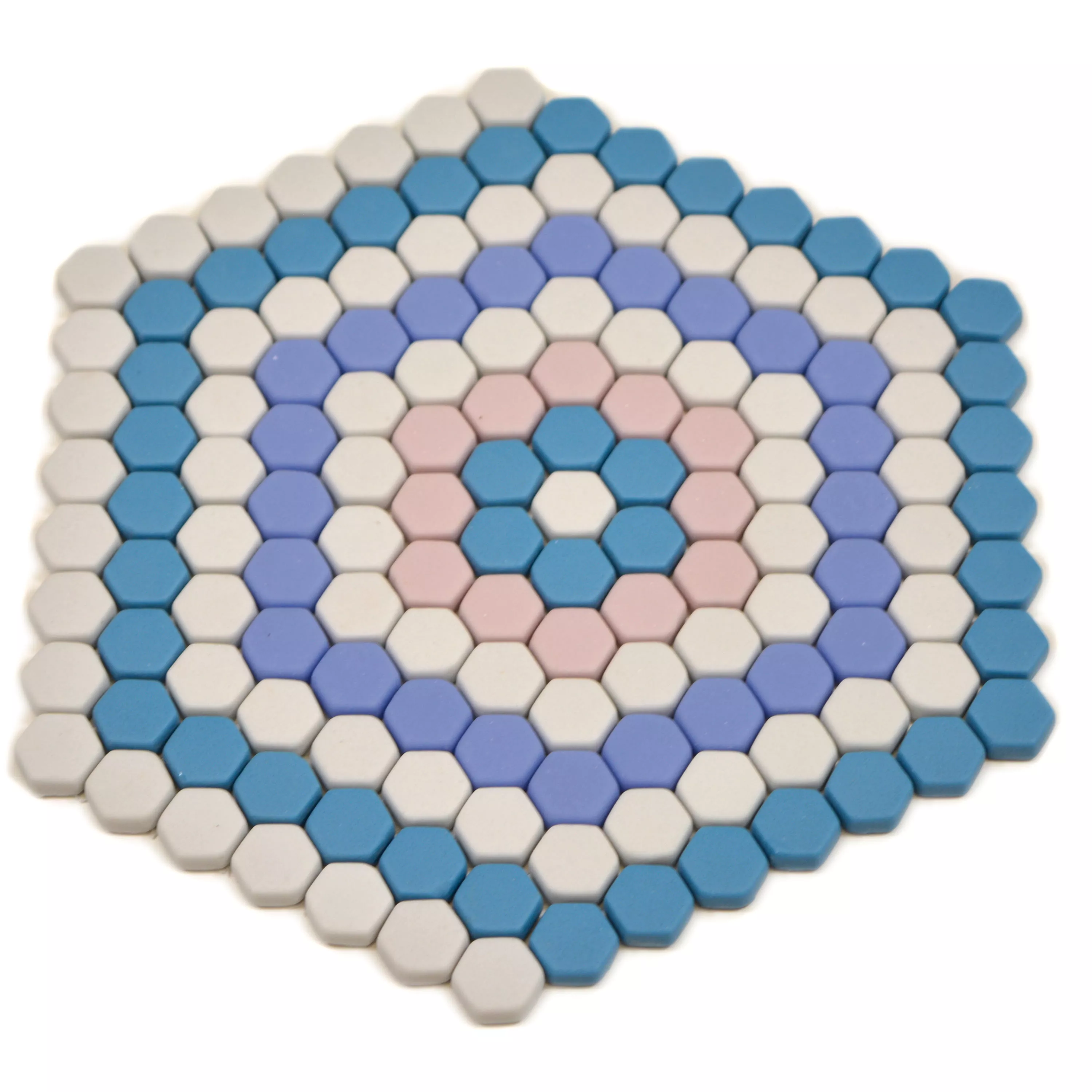 Vidro Azulejo Mosaico Eco Bahamas Azul Rosa Branco