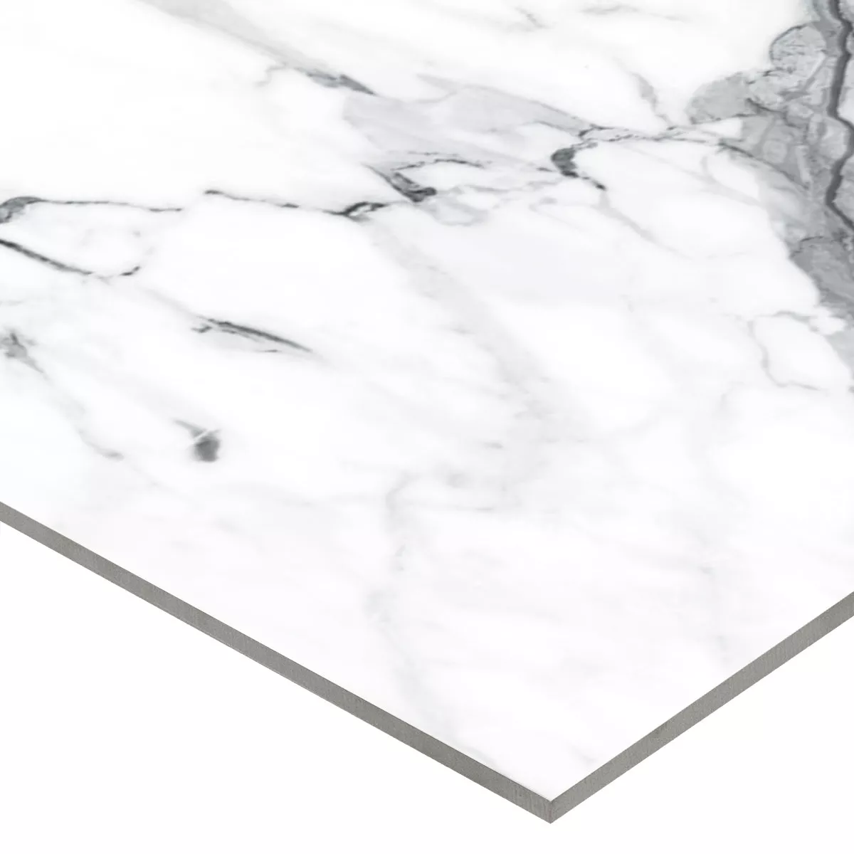 Ladrilhos Civita Aparência de Mármore Branco Cinza Polido Brilhante 80x80cm