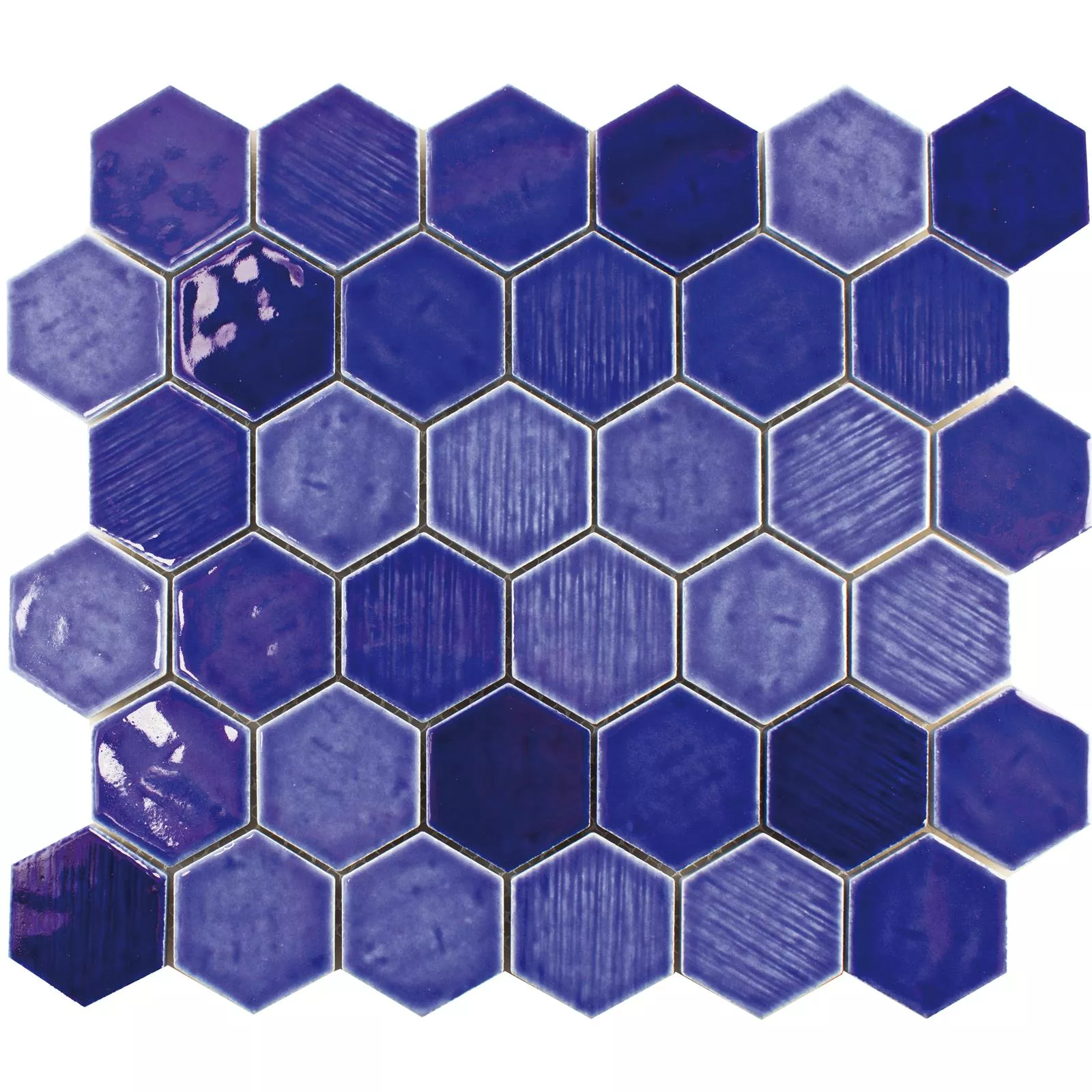 Cerâmica Azulejo Mosaico Roseburg Hexágono Brilhante Azul