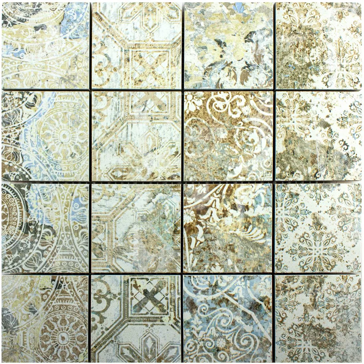 Mosaico Cerâmico Azulejos Bellona Efeito Brilhantemente Colorido 71x71mm