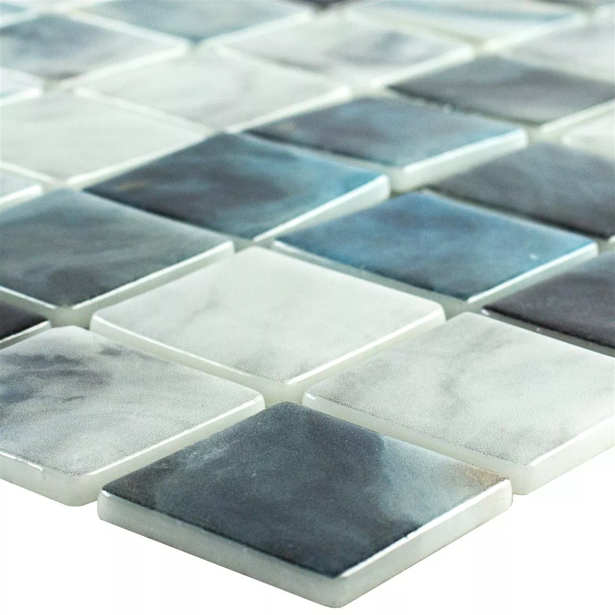 Mosaico de Piscina de Vidro Baltic Azul Cinza 38x38mm