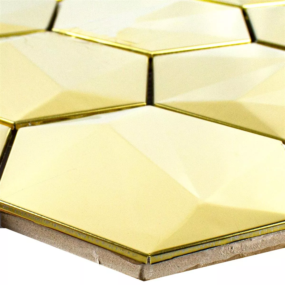 Padrão de Aço Inoxidável Azulejo Mosaico Durango Hexágono 3D Ouro