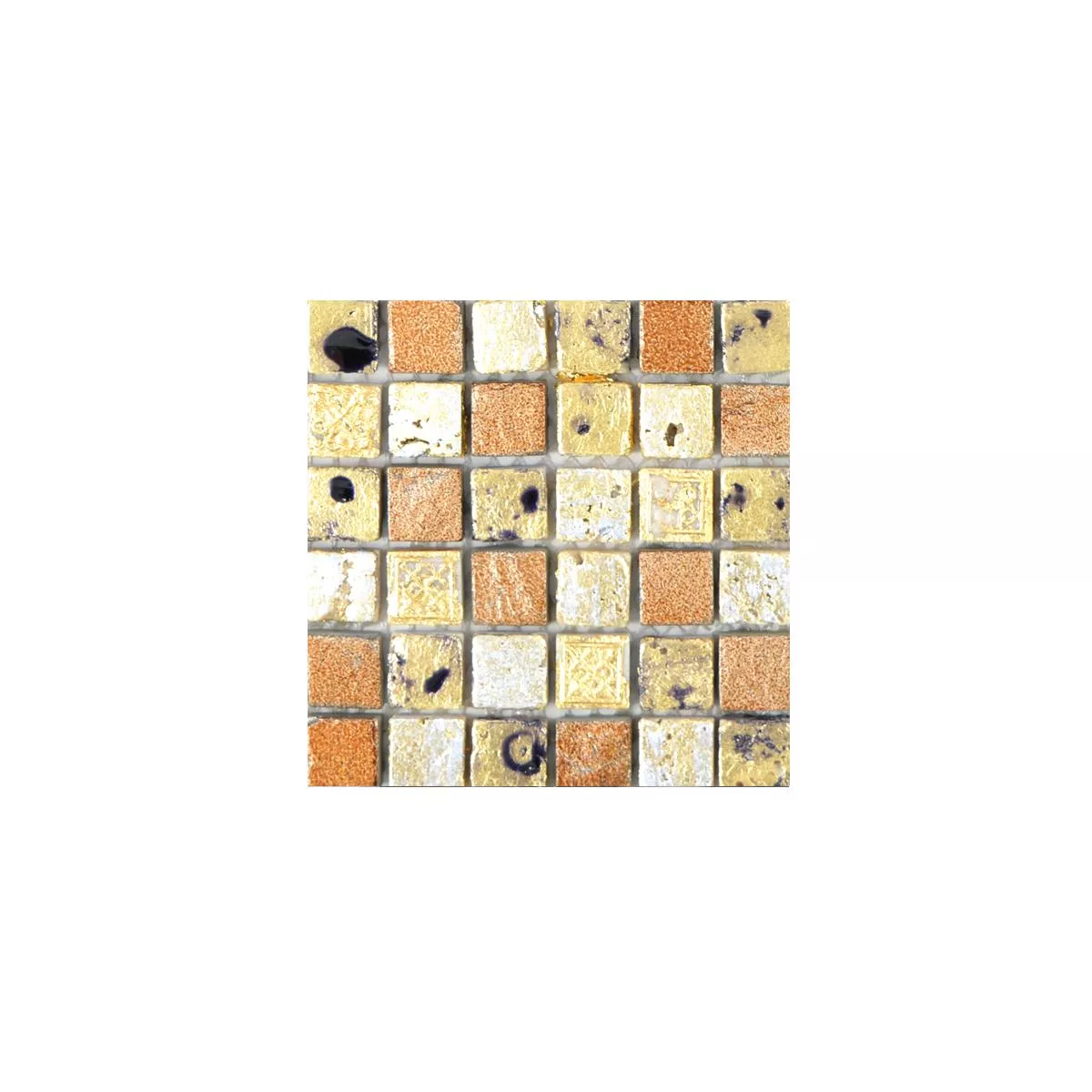 Pedra Natural Resina Azulejo Mosaico Lucky Ouro Bronze