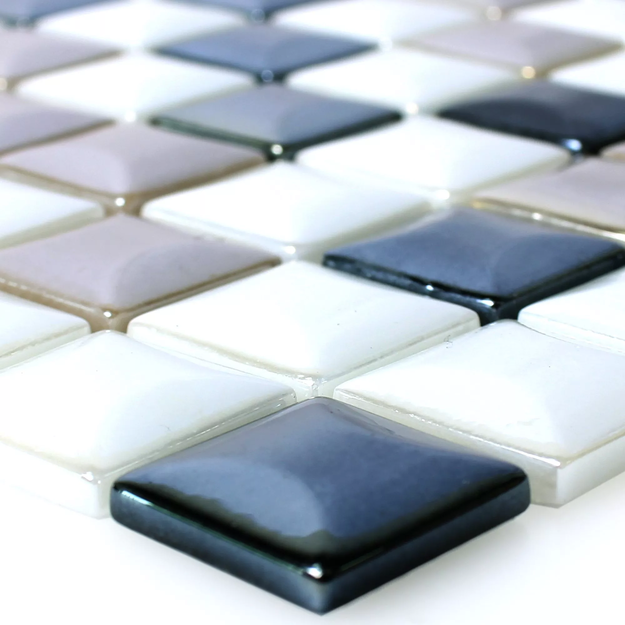 Mosaico De Vidro Azulejos Monrovia Coffee Branco Preto 3D Metallic