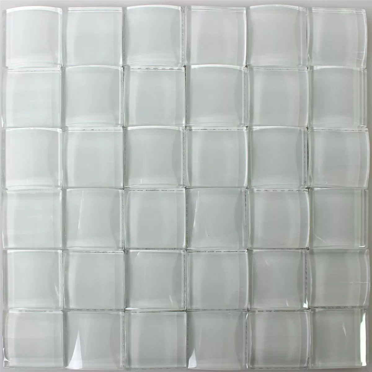 Mosaico De Vidro Azulejos Elbrus 3D Efeito Branco Uni