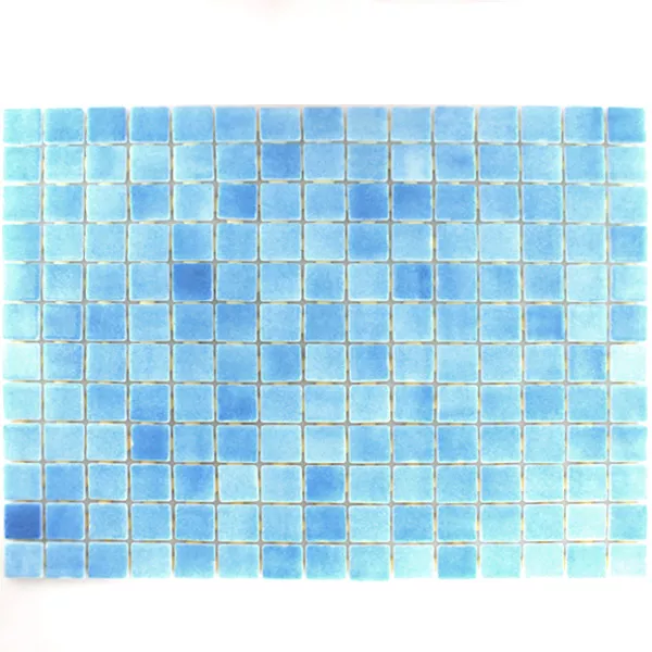 Vidro Piscina Pool Mosaico 25x25x4mm Azul Claro Mix
