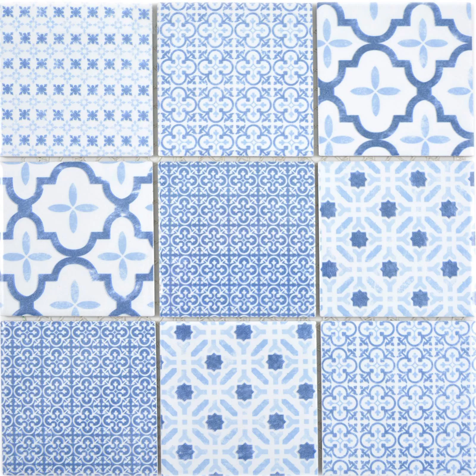 Padrão de Cerâmica Azulejo Mosaico Romantica Retro Blue