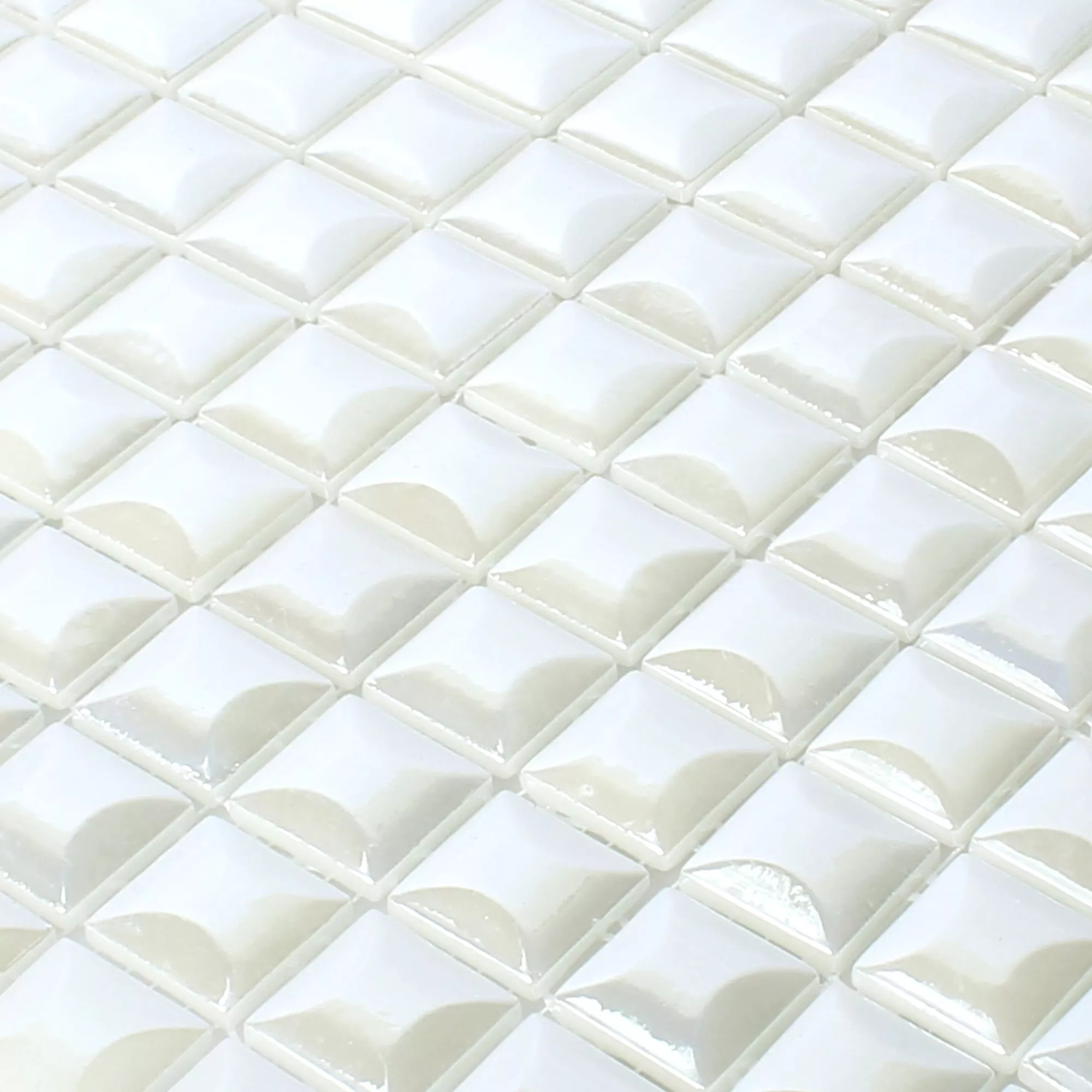 Mosaico De Vidro Azulejos Monrovia Branco 3D Metallic