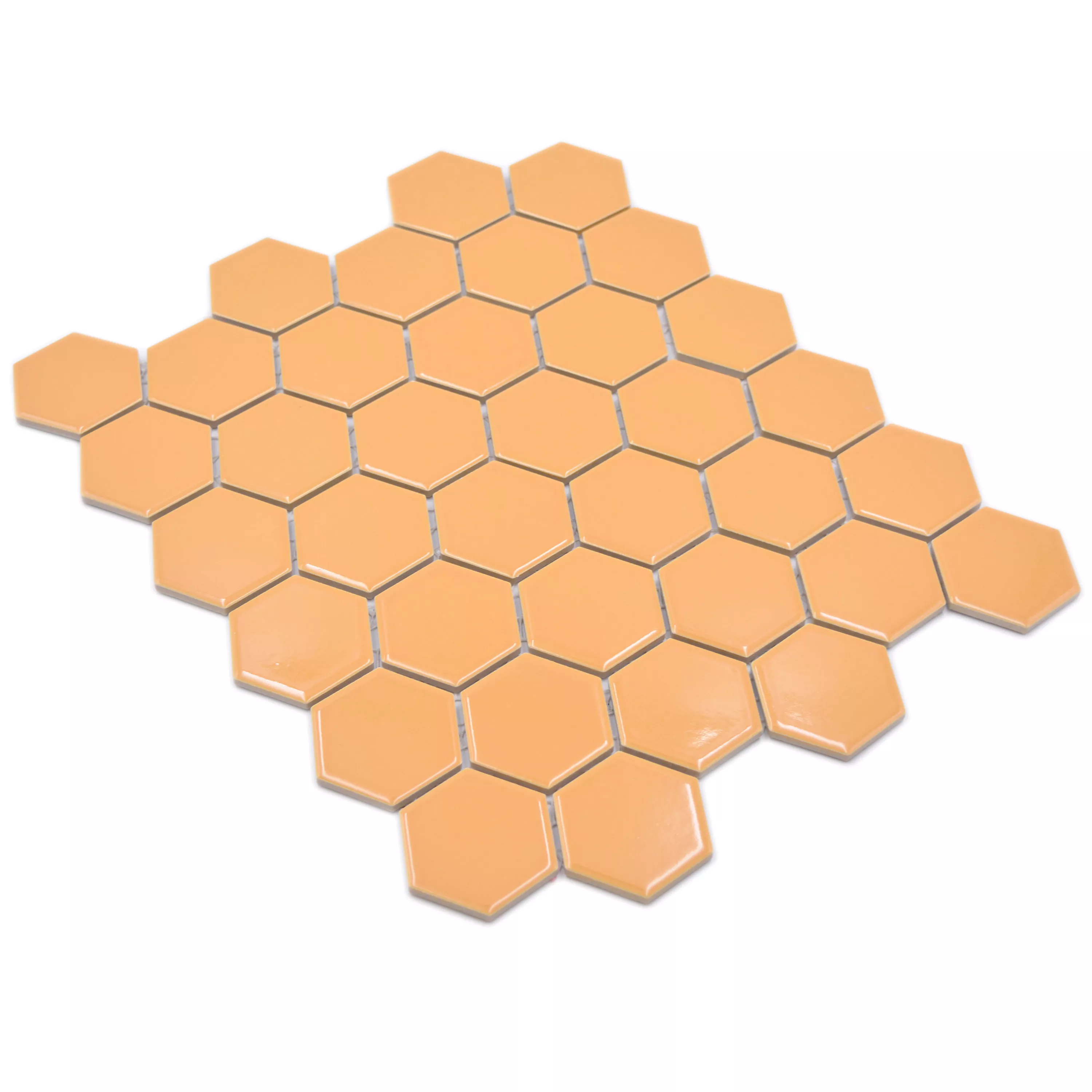 Mosaico Cerâmico Salomon Hexágono Ocre Laranja H51