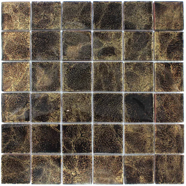 Mosaico De Vidro 48x48x8mm Marrom Ouro Metal