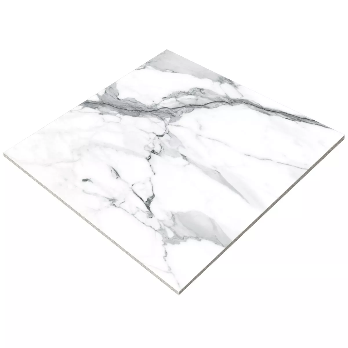 Ladrilhos Civita Aparência de Mármore Branco Cinza Polido Brilhante 80x80cm