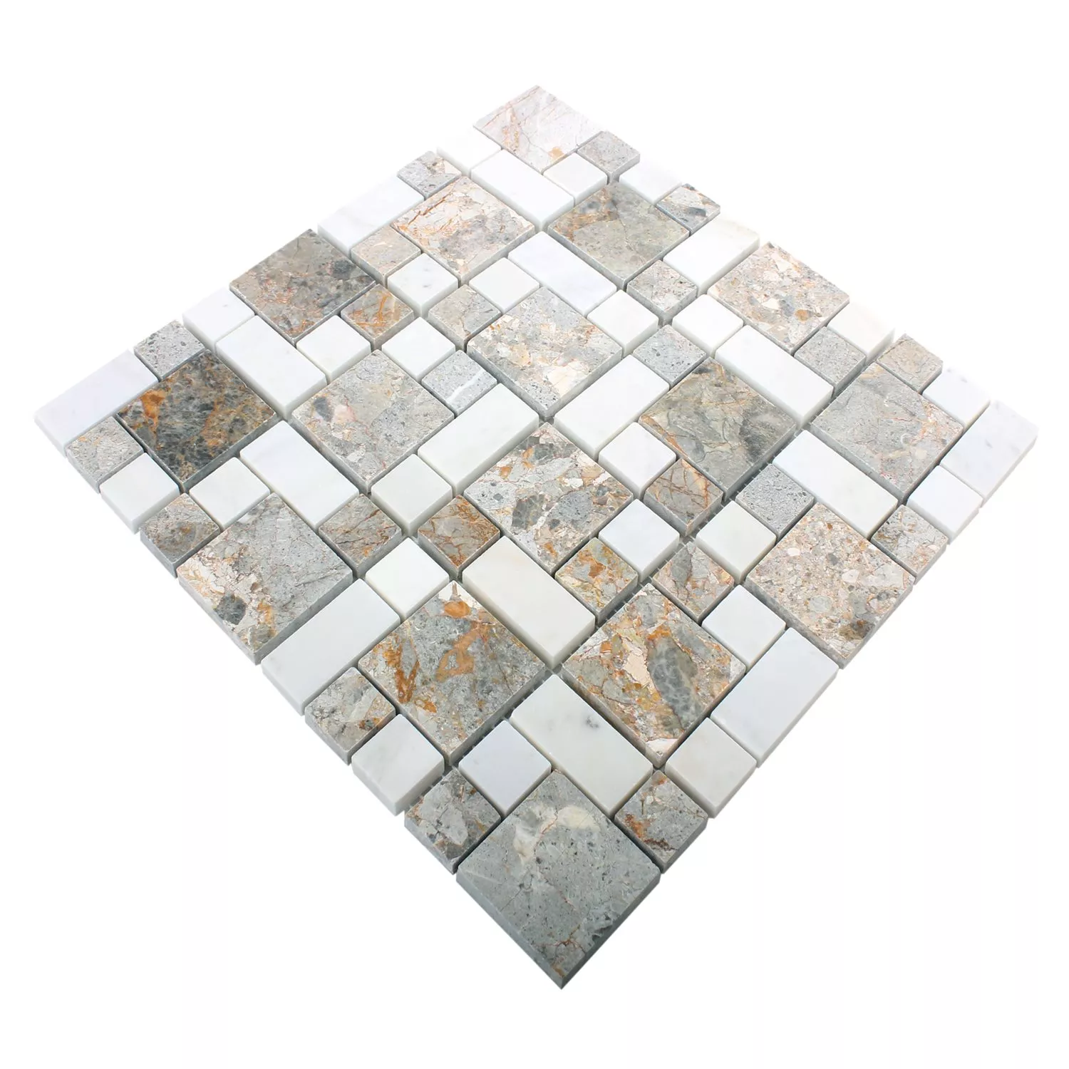 Padrão de Mosaico De Pedra Natural Azulejos Elphenor Ouro Branco