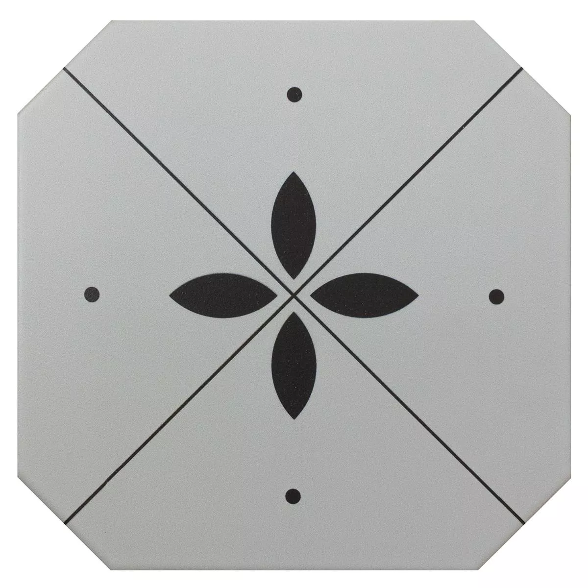 Grés Porcelânico Azulejos Genexia Preto Branco Decor 4 Octógono 20x20cm Grés Porcelânico Azulejos Genexia Preto Branco Decor 4 Octógono 20x20cm