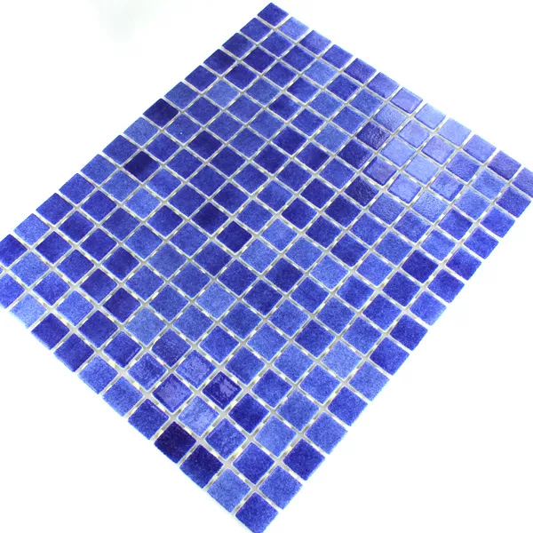 Padrão de Vidro Piscina Pool Mosaico  Azul Escuro Mix