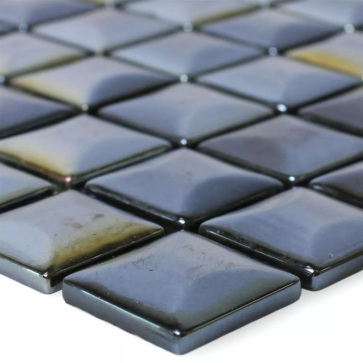 Padrão de Mosaico De Vidro Azulejos Monrovia Preto 3D Metallic