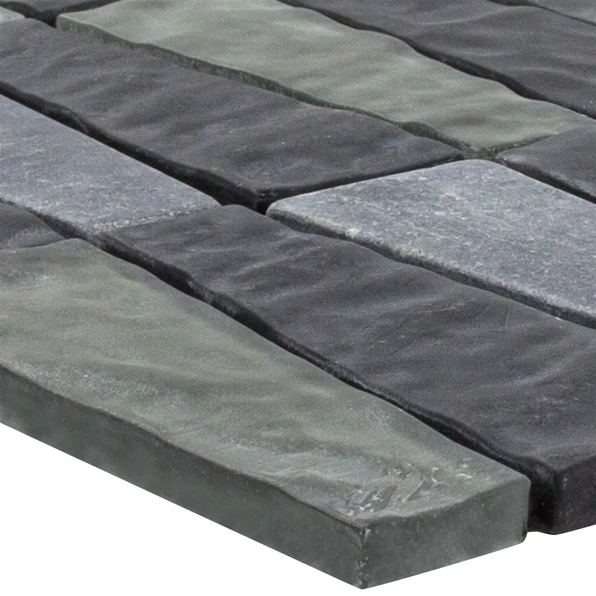 Mosaico de Pedra Natural de Vidro Azulejos Marseille Cinza Preto Mix  Mosaico de Pedra Natural de Vidro Azulejos Marseille Cinza Preto Mix