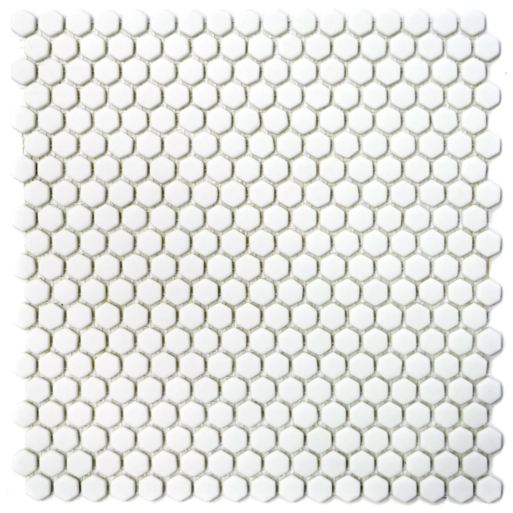 Padrão de Mosaico De Vidro Azulejos Kassandra Hexágono Branco Fosco