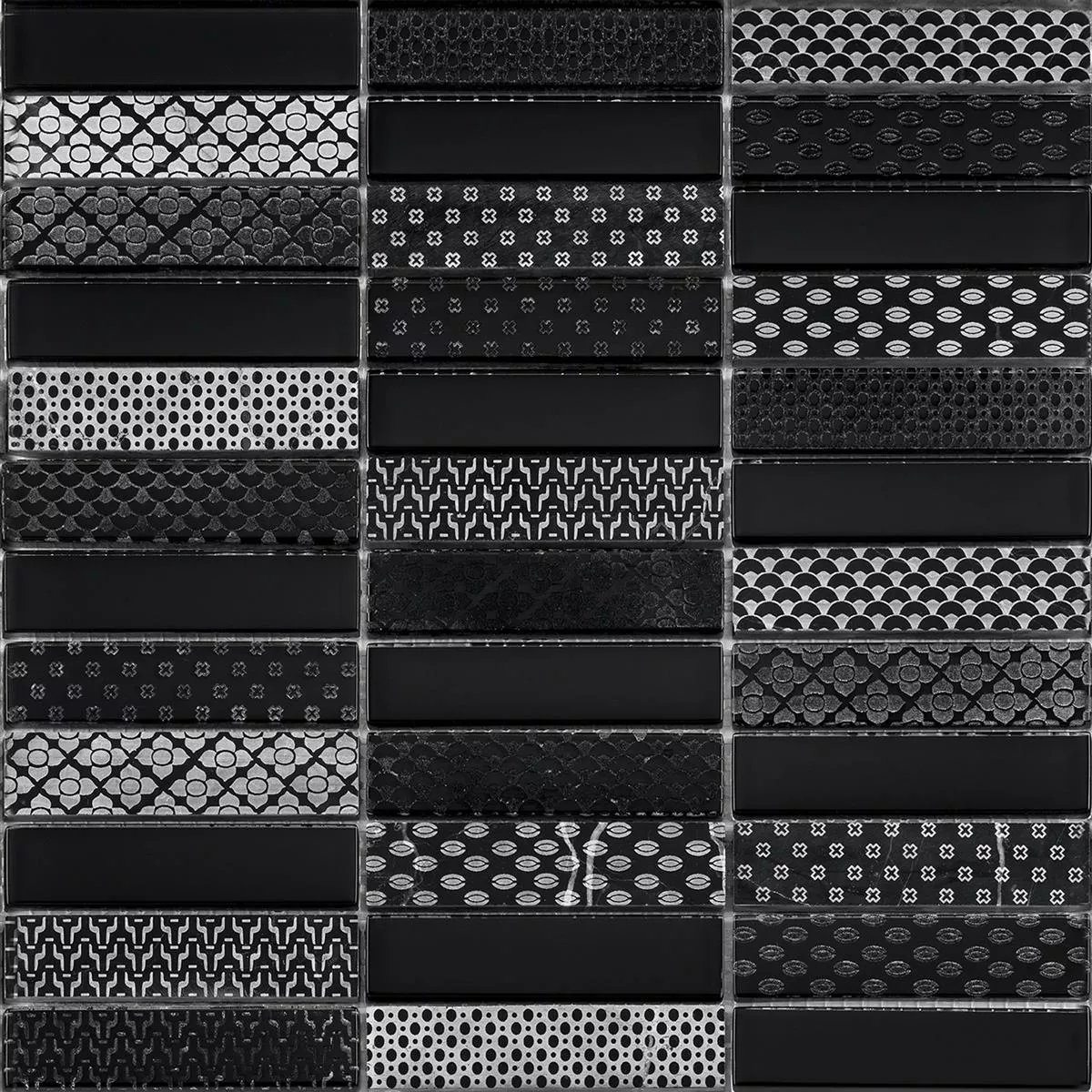 Padrão de Mosaico de Pedra Natural de Vidro Azulejos Celestiana Ornamento Brick Preto Mix